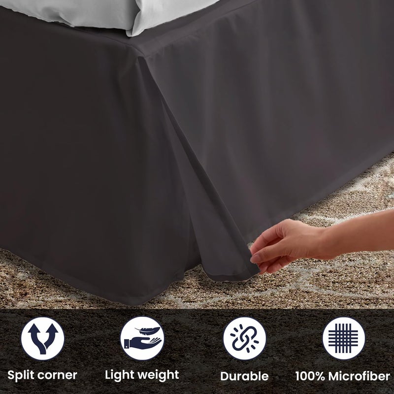 SGI Bedding 18 inch Drop Bed Skirt King Size - Platform Style with Secure Fit, Classic Tailored Look, Elegant Pleated Style Dust Ruffle, Split Corners, Wrinkle Resistant Microfiber - Dark Grey - Image 3